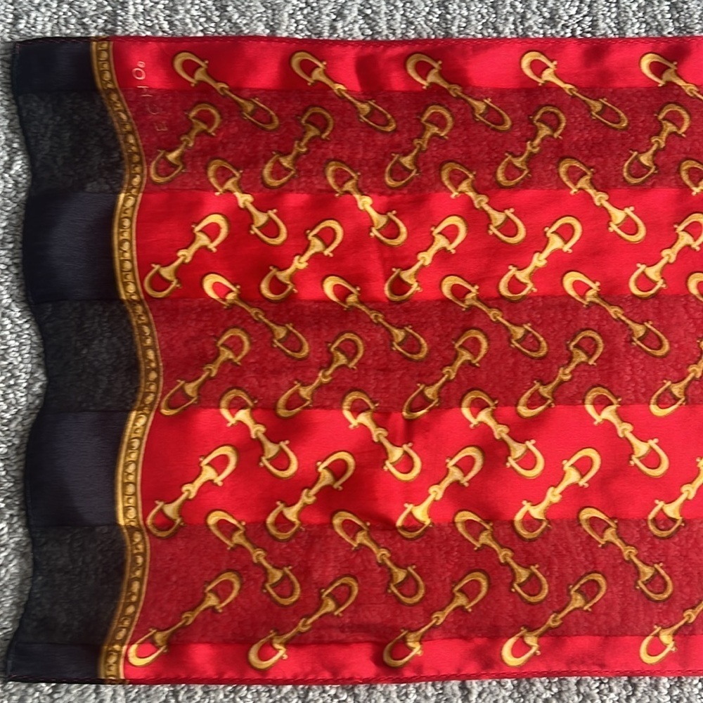 Echo Scarf Sill Red and Gold | Vintage | Western | Equestrian | Quiet Luxury - Picture 6 of 10